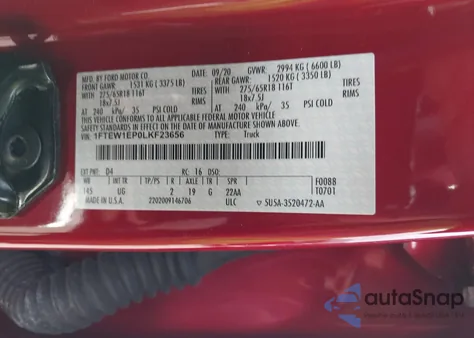 2020 Ford F-150 Xlt from USA, damaged, VIN 1FTEW1EP0LKF23656